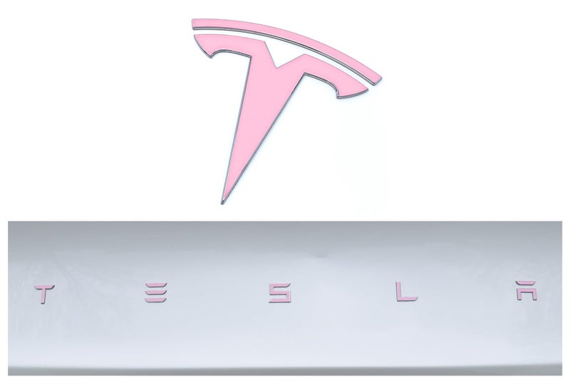 Custom Cut Graphics Logo Decal Overlay Stickers Compatible with Tesla Refresh Highland Model 3 2024 to Current Standard Wrap 2 pcSet Satin Pink - Image 2