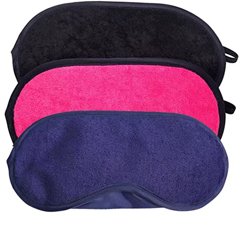 Queenland 3 Pack Soft Microfiber Terry Cloth Sleep Mask Set Eye Blindfold Cover for TravelOffice NapSleepingRelieve Stress - Image 2