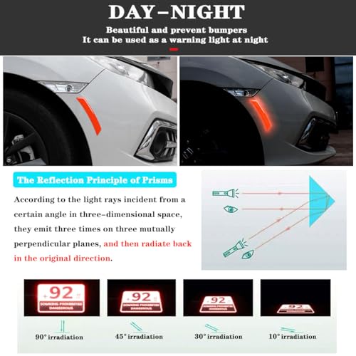 MUEKZRU Car Reflective Trim Side Marker Stickers,Automotive Exterior Accessories Reflector Guard for Car SUV Pickup Truck Wheel Well Arch or Side Bumper Fenders,Car Outdoor Safety (RED-2PCS) - Image 4