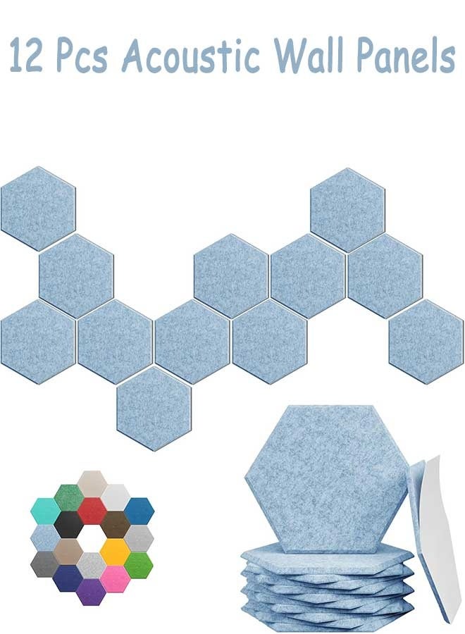 RAWAID Hexagonal Acoustic Panels-12 Pack High-Density Sound Absorbing Panels 12"X10"X0.4" for Enhanced Noise Reduction, DIY Design, Idea for Studios, Offices, and Home Theaters - Image 1