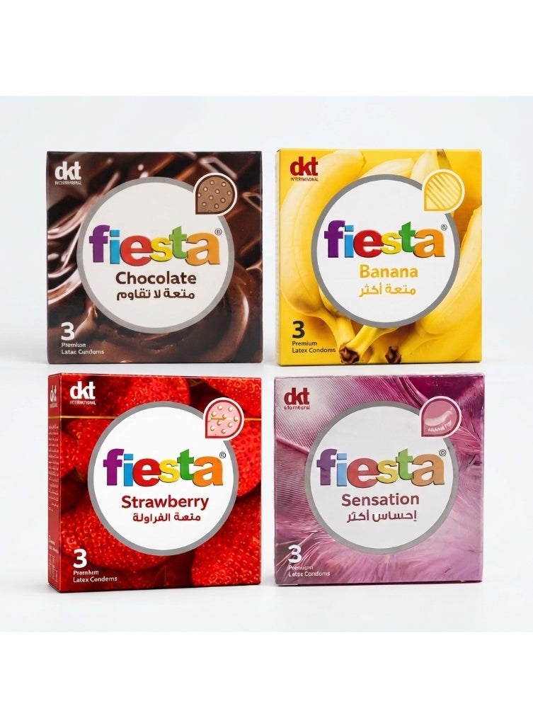 Fiesta condom Flavors Set - 4 Box 3 Pieces - Image 1