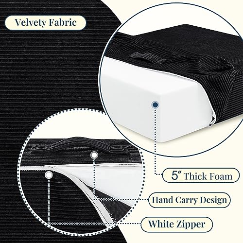 Wellsin Solid Square Floor Pillows for Adults Kids - Large Meditation Floor Pillow Seating Cushion with Thick Foam & Washable Velvet Cover, 2 Pack, 22x22x5 Inch, Black - Image 4