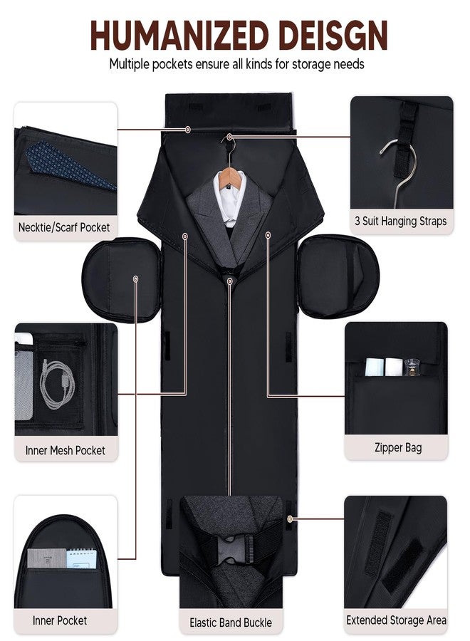 Vessgra Carry On Garment Bags for Travel, Convertible Garment Duffle Bag for Men Women, 2 in 1 Suit Bag Travel Duffel Bag with Shoes Compartment & Detachable Shoulder Strap - Image 3