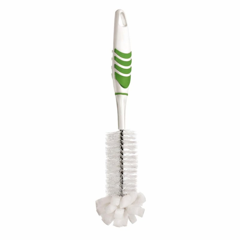Bottle Cleaning Brush – 2-in-1 Deep Scrubber with Soft Foam Tip – Flexible Bristles – Non-Slip Comfort Grip – for Bottles, Cups & Tumblers (Green) - Image 1