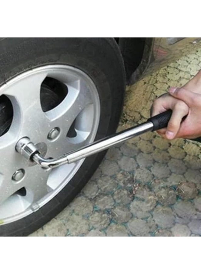 Universal Extendable Car Wheel Tire Wrench Set - Telescopic Lug Nut Wrench with Interchangeable Sockets (17/19/21/23mm) - Heavy Duty Ergonomic Tire Change Tool - Image 3