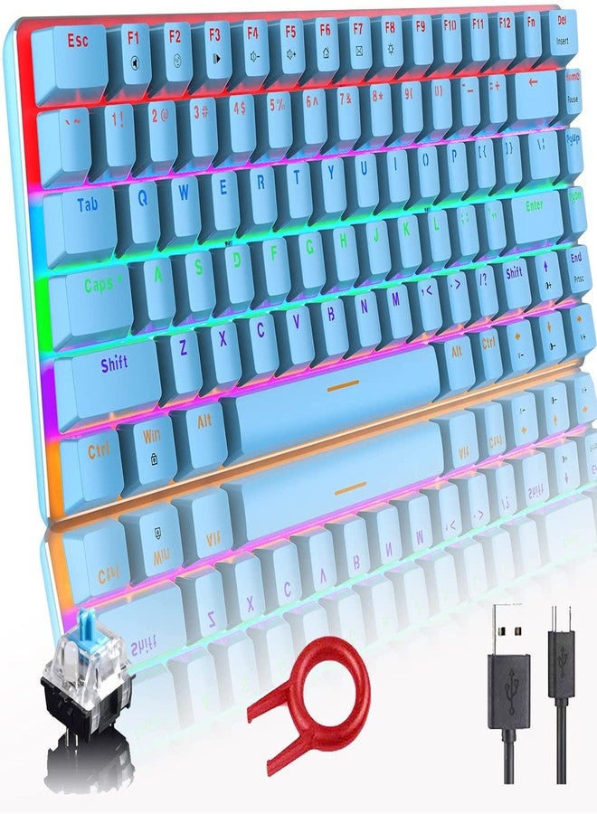 LexonElec Gaming Mechanical Keyboard Wired USB Metal Mechanical Blue Switch Computer Gaming Keyboard with Rainbow LED Backlit for Computer Gamers(Blue) - Image 1