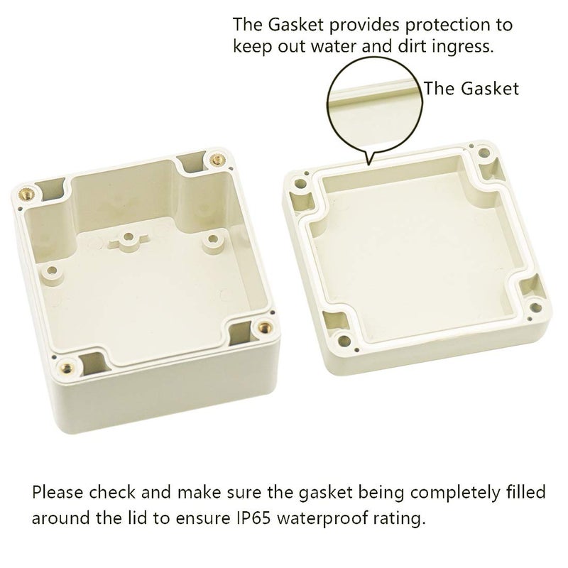 Zulkit Junction Box ABS Plastic Dustproof Waterproof IP65 Universal Electrical Boxes Project Enclosure Gray 3.3 x 3.2 x 2.2 inch (83 x 81 x 56 mm) - Image 4