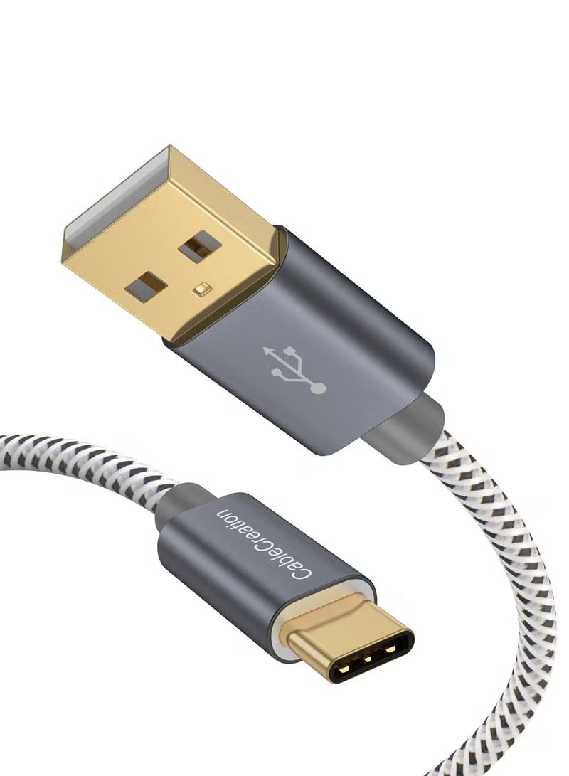 كابل كرييشن كابل USB من النوع C، كابل مضفر بطول 1.6 قدم من USB-C إلى USB A قياسي من CableCreation لهاتف Galaxy S9/S9 Plus، وHuawei P20، وPixel XL 2 والمزيد، رمادي [مقاومة 56 كيلو أوم] - Image 1