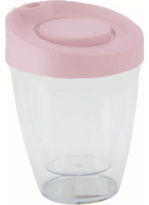 Piev Lid Non Burning Transparent Tea Coffee Thermos Cup Pink