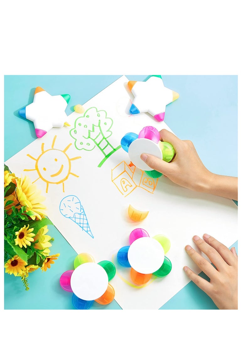SYOSI - 6 Pieces Petals Highlighters Flower and Star Shape Highlighter Cute Watercolor Highlighter Pens 5 in 1 Fluorescent, Brush Tip Highlighter for School Office Stationery Supplies Back to School 5 Colors - Image 1