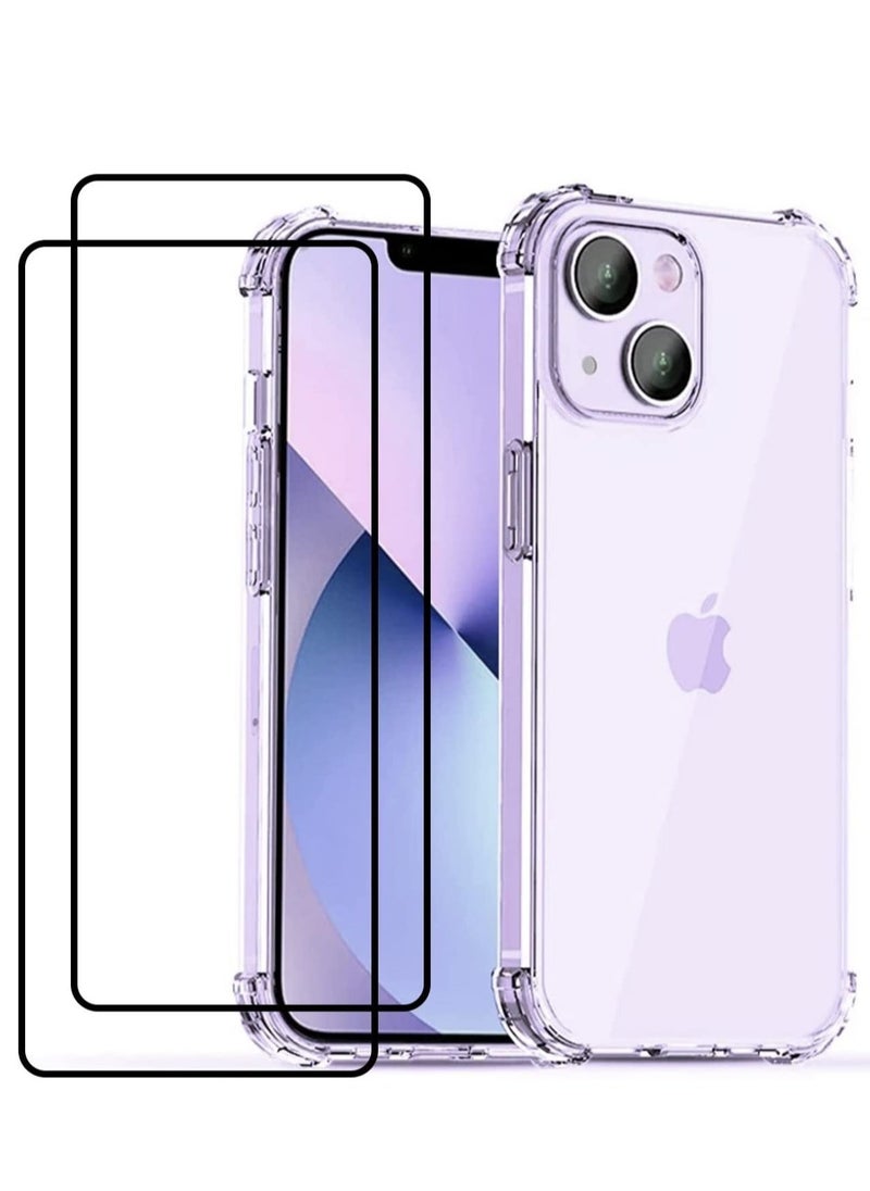 ELTRAZONE (1+2Pcs) Lukione Compatible with iPhone 14 Case Screen Protector Tempered Glass Protector Clear Transparent Cover Anti-Scratch for Apple 14 Case (IPhone 14) - Image 1