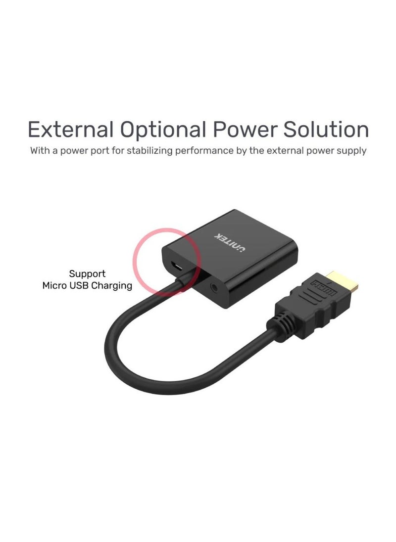 UNITEK - UNITEK HDMI to VGA Adapter with 3.5mm Audio Output | Includes Mini & Micro HDMI Adapters | High-Resolution Video Converter for PC, Laptop, Camera, and More | Stereo Audio Support - Image 1