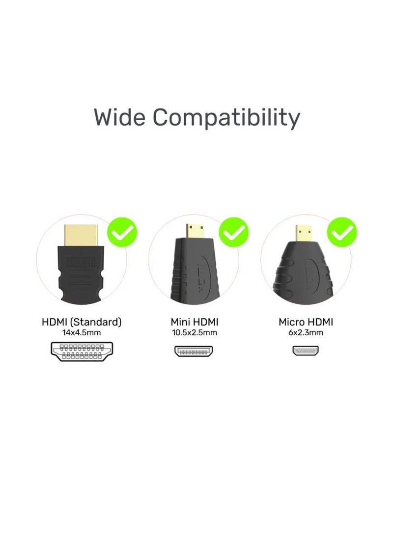 UNITEK - UNITEK HDMI to VGA Adapter with 3.5mm Audio Output | Includes Mini & Micro HDMI Adapters | High-Resolution Video Converter for PC, Laptop, Camera, and More | Stereo Audio Support - Image 1