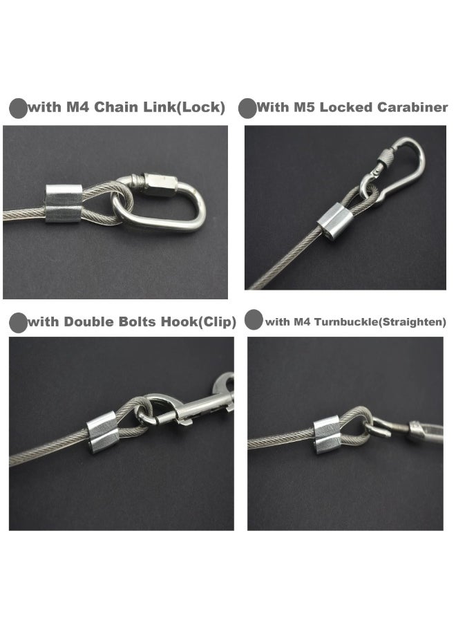 Generic 10 pcs Stainless Steel Cable with Loops Short Wire Rope Lanyard Lock Security Chain Link for Outdoor Gates,12 inch 30cm (Size : 1MM)  - Image 3