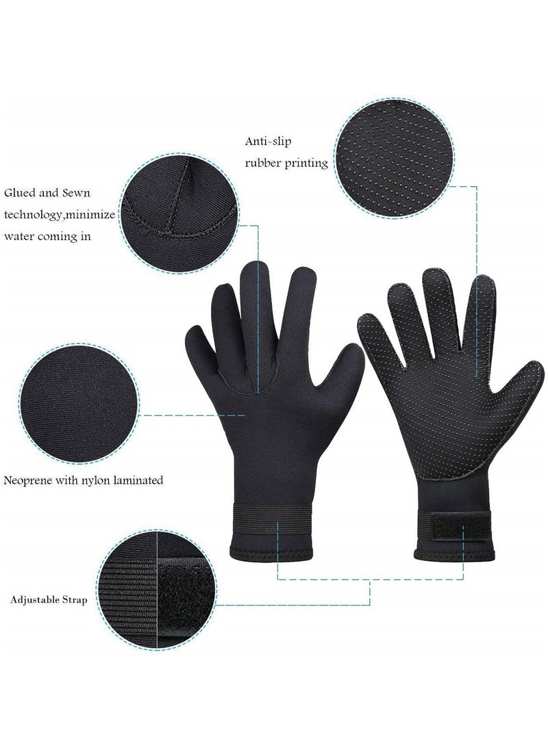 SYOSI Diving Gloves, 5Mm Neoprene Gloves, Waterproof Warm Diving Gloves With Adjustable Velcro, Anti-Slip Water Gloves For Women Men For Diving, Surfing, Kayaking, Snorkeling, Sailing (Black, L)  - Image 3