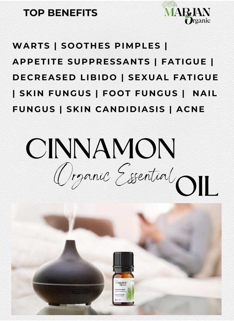 MARJAN ORGANIC - Cinnamon Bark Essential Oil 5ml - Certified Organic by The Soil Association - Image 1