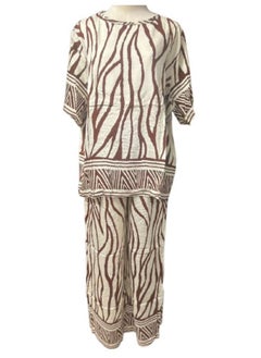 Generic Women Printed  2pc Sleeve Shirt Wide Leg Pants Fit to Medium-Large  - Image 4