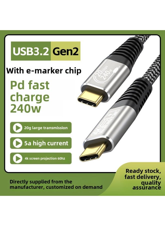 USB3.2gen2 4K HD Projection Screen Cable Type-c Data Cable 20g For Huawei Mobile Phone 240W Fast Charging Cable-Color:USB3.2gen2 【3m】 - Image 2