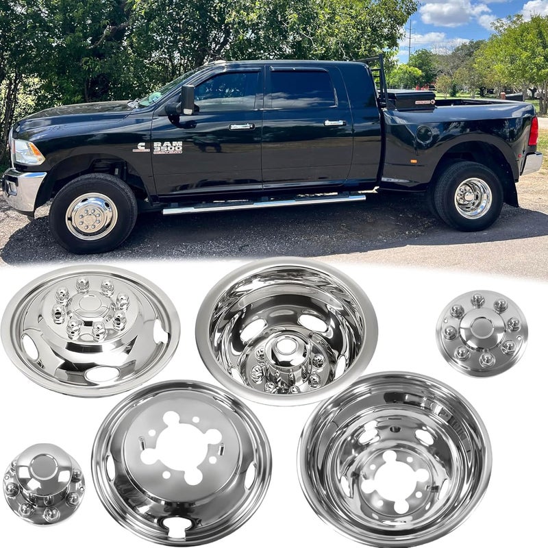 VICOJETOR 4pcs 17" Polished Stainless Steel Dually Wheel Simulators for Dodge Ram 3500 - Image 1