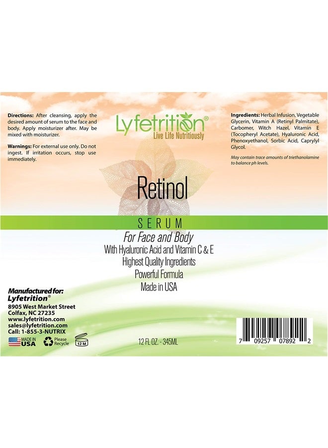 Lyfetrition Retinol Acne Serum by Lyfetrition, Infused with Hyaluronic Acid and Vitamin C, Pomegranate & Green Tea,Face toner, Reduce Wrinkles, Pores and Fine Lines, Moisturize & Supple Skin, (12 FL oz) - Image 3