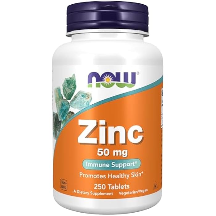 NOW Supplements, Zinc 50 mg, Tablets 250 Count (Pack of 1) - Image 1