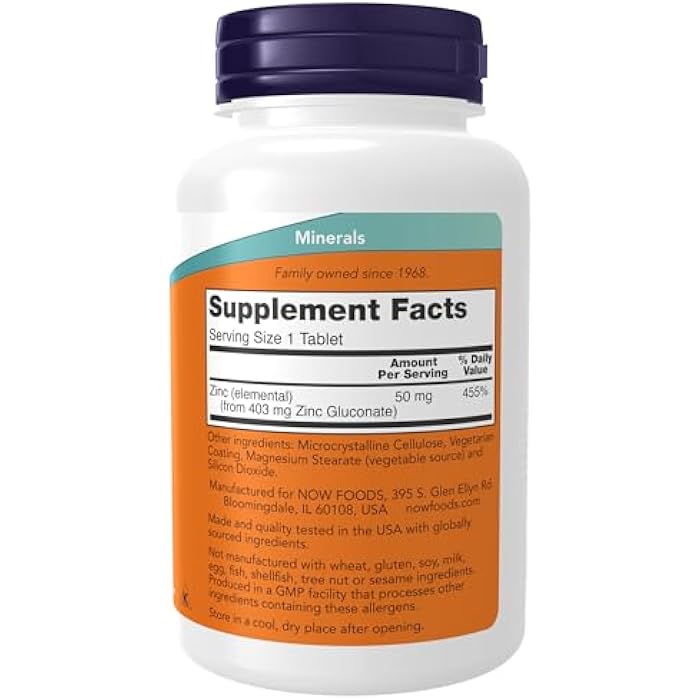 NOW Supplements, Zinc 50 mg, Tablets 250 Count (Pack of 1) - Image 2