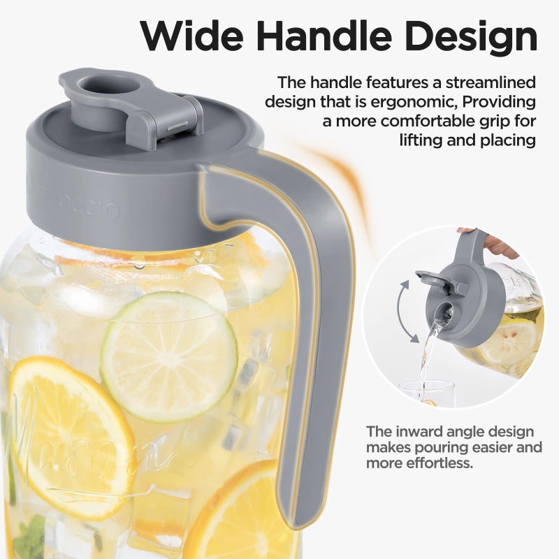 Spreccio Mason Jar Pitcher - Airtight & Leakproof Glass Pitcher with Lid, Perfect for Breastmilk, Cold Brew, and Sun Tea, 2 Quart (64 oz) Mason Jar with Pour Spout Lid - Image 2