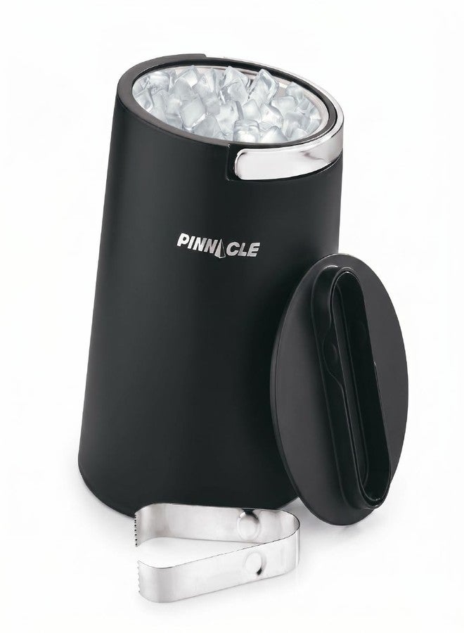 Pinnacle Polar Ice Bucket with Lid and Tongs -1.5L | Stainless Steel Inner Insulated Ice Pail | Ice Bucket for Home Bar, Parties, Travel & Barware Accessories (Black & Silver) - Image 1