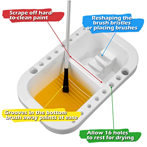 MyLifeUNIT Paint Brush Cleaner, Paint Brush Holder and Organizers with Palette for Acrylic, Watercolor, and Water-Based Paints (White) - Image 2