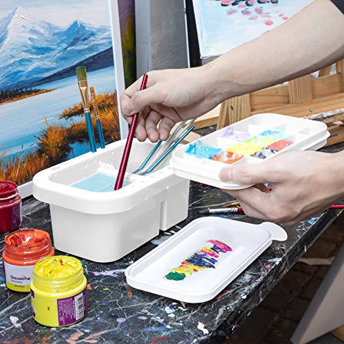 MyLifeUNIT Paint Brush Cleaner, Paint Brush Holder and Organizers with Palette for Acrylic, Watercolor, and Water-Based Paints (White) - Image 5