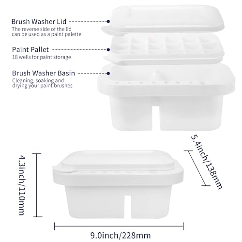 MyLifeUNIT Paint Brush Cleaner, Paint Brush Holder and Organizers with Palette for Acrylic, Watercolor, and Water-Based Paints (White) - Image 4