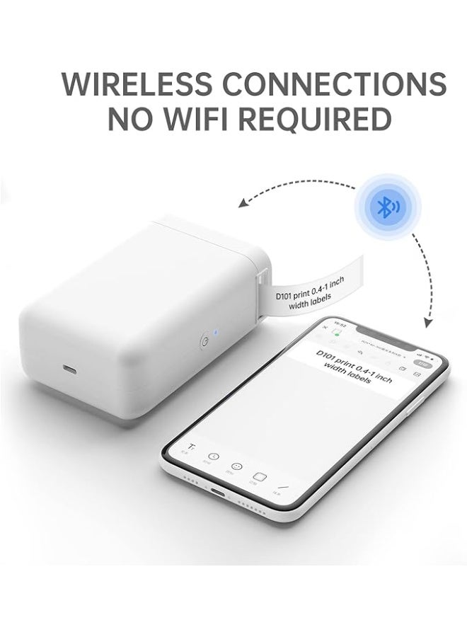 NIIMBOT D101 Label Maker Machine Inkless Label Printer with 10-25mm Print Width, Handheld Thermal Label Maker with 1 Roll 12*40mm Tape, Multiple Templates Available Effortless for Phone Pad Labeling Made Easy, Prtable for School, Office and Home Organization USB Rechargeable, White - Image 3
