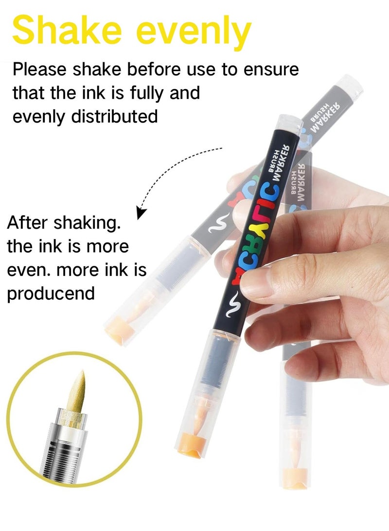 Acrylic Paint Markers Brush Tip, 12 Vivid Colors with Direct-Liquid Ink System, Professional-Grade Paint Pen for Rock Painting, Canvas, Glass, Plastic, Fabric & Creative Crafts - Image 5