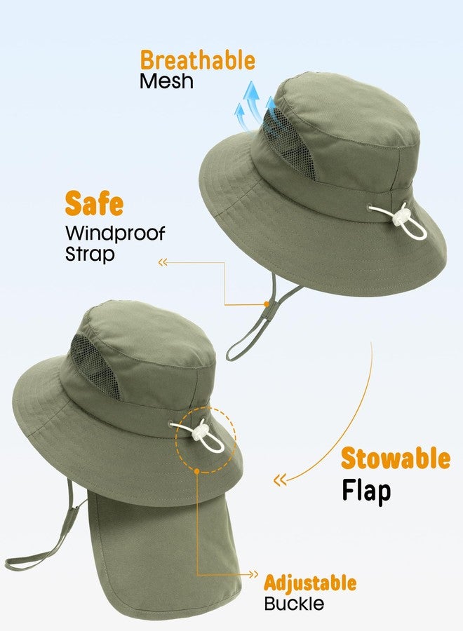 FURTALK Baby Toddler Sun Hat Bucket Hat with Neck Flap Wide Brim Hats Beach Vacation Essentials Green - Image 4