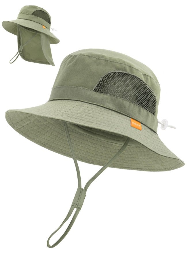 FURTALK Baby Toddler Sun Hat Bucket Hat with Neck Flap Wide Brim Hats Beach Vacation Essentials Green - Image 1