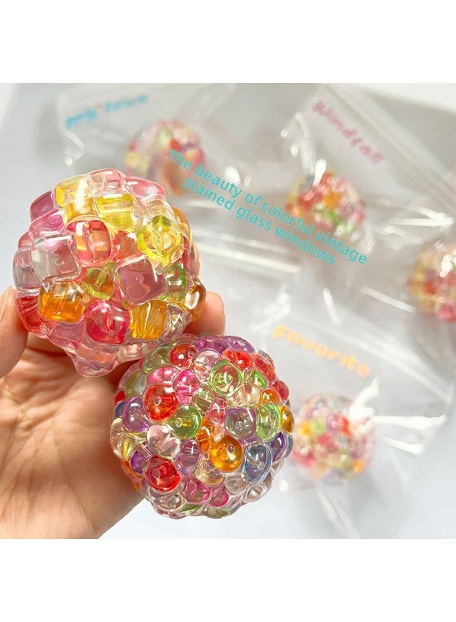 【6PCS，Only Six】Bead Squishy - Noise Popping Ball Squishy Toy - Colorful moonlight noisy ball - Ice Cube Crackle Ball, Handmade Sensory Toy, Stress Relief Popping Beads, Fun Fidget Toy, Kids Decompression Gadget - Image 2