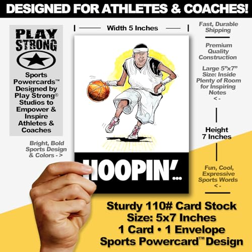 Play Strong Basketball Hoopin' Birthday Card 1-Pack (5x7) Power Player Illustrated Sports Birthday Cards Greeting Cards- Awesome for Basketball Players, Coaches and Fans Birthdays, Gifts and Parties! - Image 2