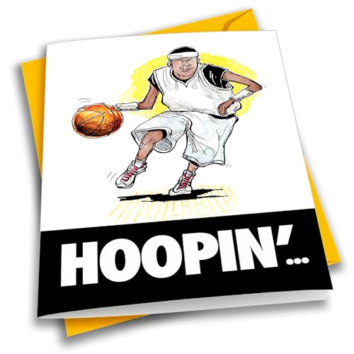 Play Strong Basketball Hoopin' Birthday Card 1-Pack (5x7) Power Player Illustrated Sports Birthday Cards Greeting Cards- Awesome for Basketball Players, Coaches and Fans Birthdays, Gifts and Parties! - Image 1