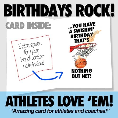 Play Strong Basketball Hoopin' Birthday Card 1-Pack (5x7) Power Player Illustrated Sports Birthday Cards Greeting Cards- Awesome for Basketball Players, Coaches and Fans Birthdays, Gifts and Parties! - Image 3