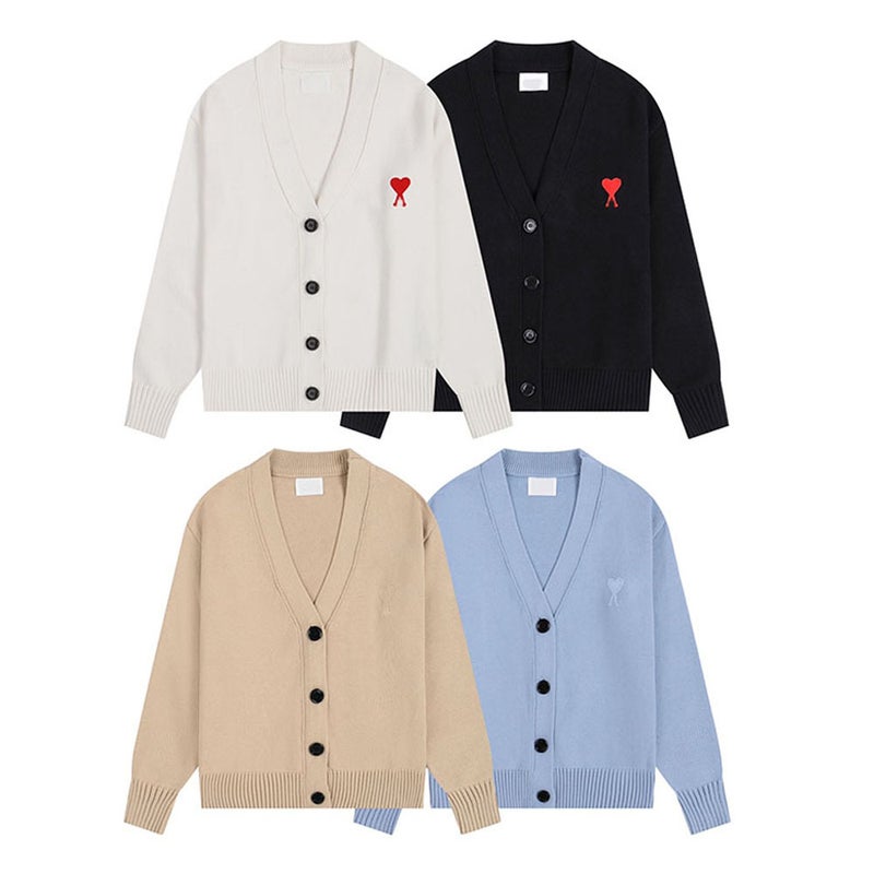 Generation Hair Ami Clams Love Letter Embroidery Classic Knitted Cardigan Sweater Loose For Men And Women Couples - Image 5