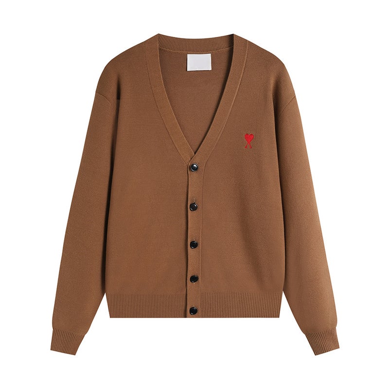 Generation Hair Ami Clams Love Letter Embroidery Classic Knitted Cardigan Sweater Loose For Men And Women Couples - Image 1