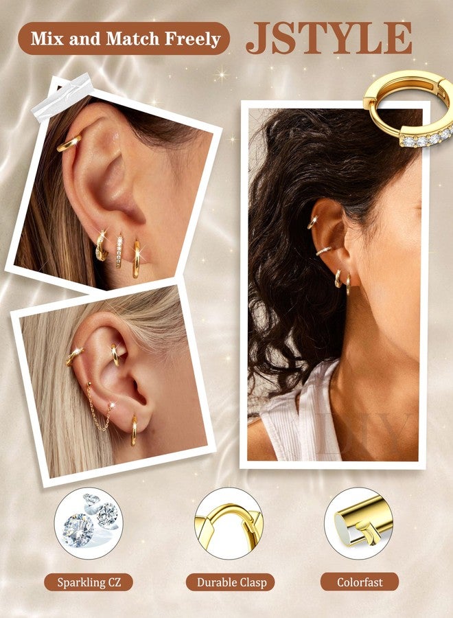 Jstyle Small Gold Hoop Earrings for Women Trendy 14K Gold Plated Huggie Earrings Hypoallergenic Surgical Steel Cartilage Earring Stack Cute Dainty Huggie Hoops Earring Sets for Multiple Piercing - Image 2