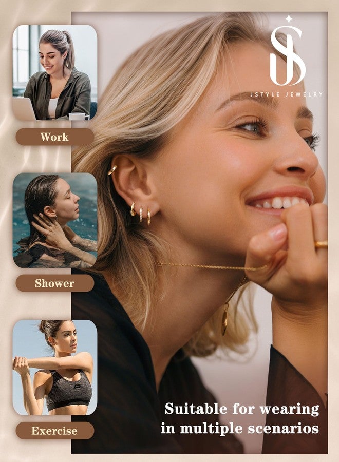 Jstyle Small Gold Hoop Earrings for Women Trendy 14K Gold Plated Huggie Earrings Hypoallergenic Surgical Steel Cartilage Earring Stack Cute Dainty Huggie Hoops Earring Sets for Multiple Piercing - Image 5