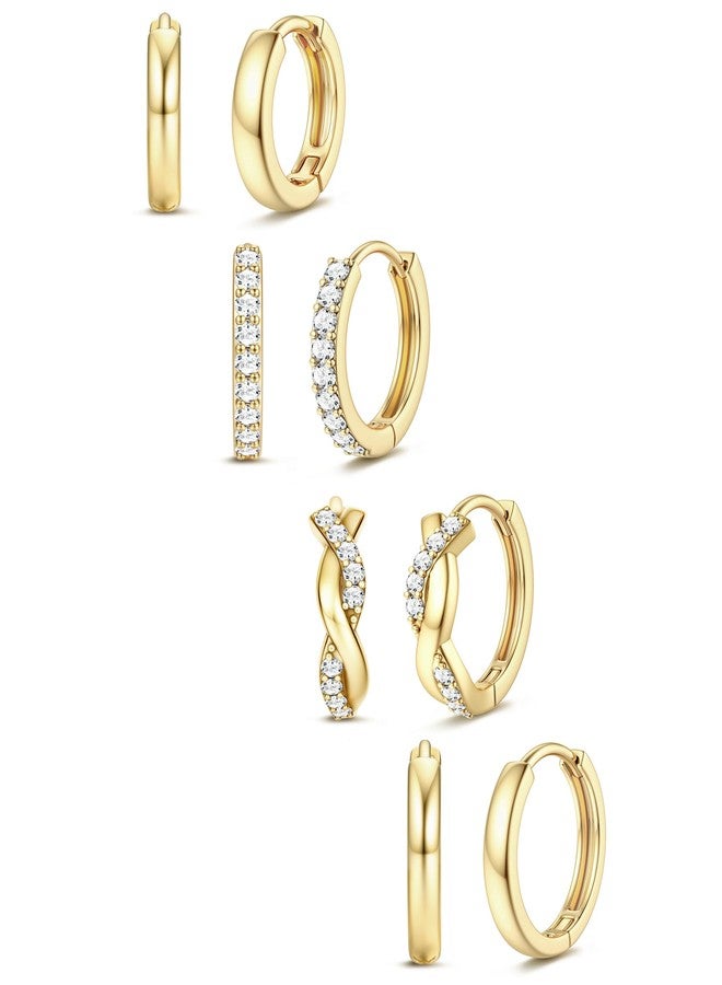 Jstyle Small Gold Hoop Earrings for Women Trendy 14K Gold Plated Huggie Earrings Hypoallergenic Surgical Steel Cartilage Earring Stack Cute Dainty Huggie Hoops Earring Sets for Multiple Piercing - Image 1