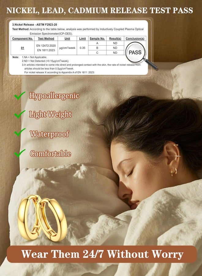 Jstyle Small Gold Hoop Earrings for Women Trendy 14K Gold Plated Huggie Earrings Hypoallergenic Surgical Steel Cartilage Earring Stack Cute Dainty Huggie Hoops Earring Sets for Multiple Piercing - Image 3