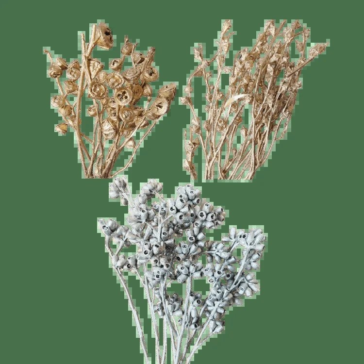 Bluejw Dried Zombie Fruit Flower & Eucalyptus Arrangement in Silver and Gold – Elegant Dried Plants Bouquet for Wedding Decor, Rustic Bridal Centerpiece, Long-Lasting Floral Display - Image 2