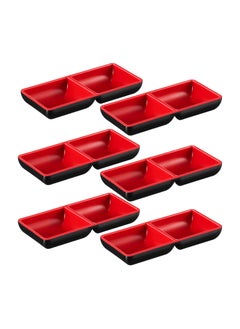 6 Piece Double Dipping Bowl Melamine Double Sauce Bowl Double Sauce Dishes Dispensing Sauce Dishes Mustard Sushi Dipping Tray Restaurant Kitchen Appetizer Tray, Soy Sauce, Ketchup, BBQ Sauce