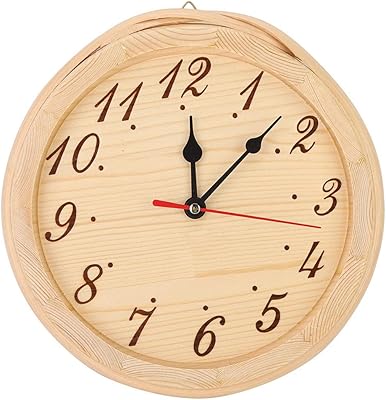 FASJ Sauna Clock, Wood Sauna Clock Natural Decorative for Living Room Gym and Sauna - Image 1
