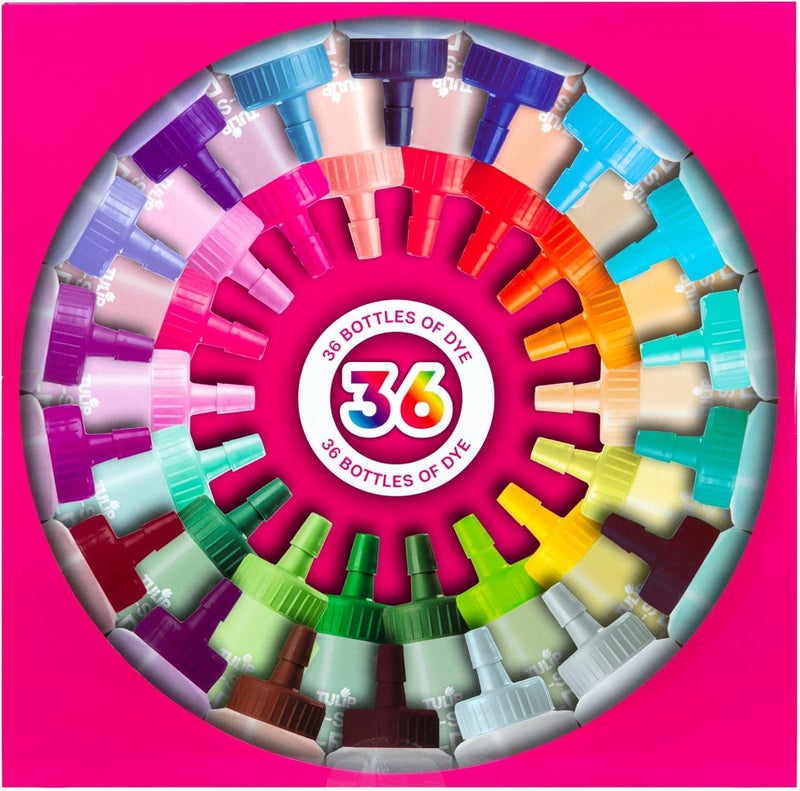 Tulip One-Step Tie-Dye Color Mania 36 Vibrant Colors, All-in-One Tie Dye Kit for Large Groups, Permanent Fabric Dye Pre-Filled Bottles, Gloves, Instructions - Image 3