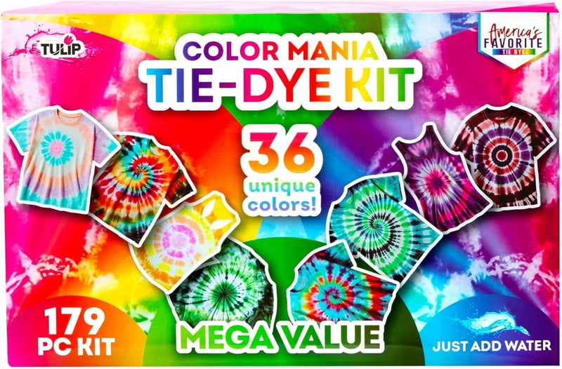 Tulip One-Step Tie-Dye Color Mania 36 Vibrant Colors, All-in-One Tie Dye Kit for Large Groups, Permanent Fabric Dye Pre-Filled Bottles, Gloves, Instructions - Image 2